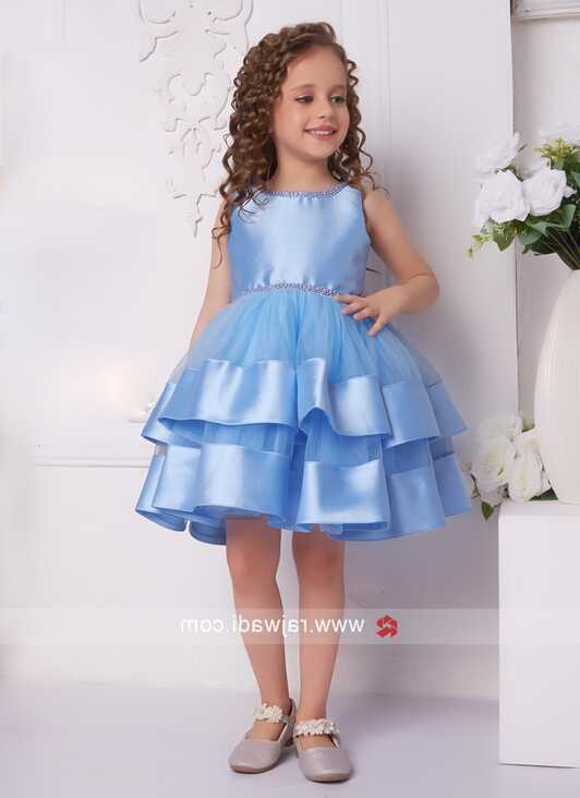 Party Wear Light Blue Girls Short Frock