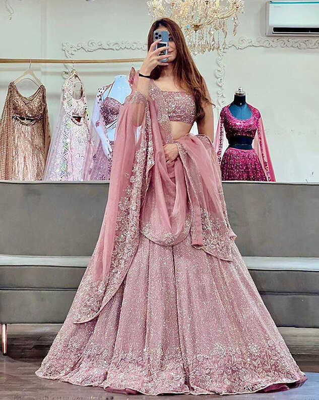 Party Wear Pink Colour Fox Georgette Lehenga Choli | The Fanso