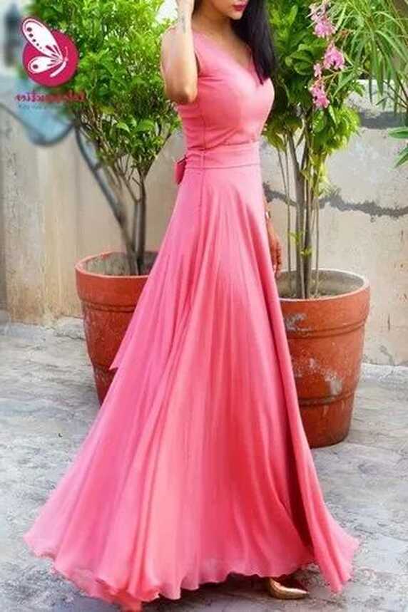 Party Wear Pink Log Simple Gowns, Size: Small at Rs 1600 in ...