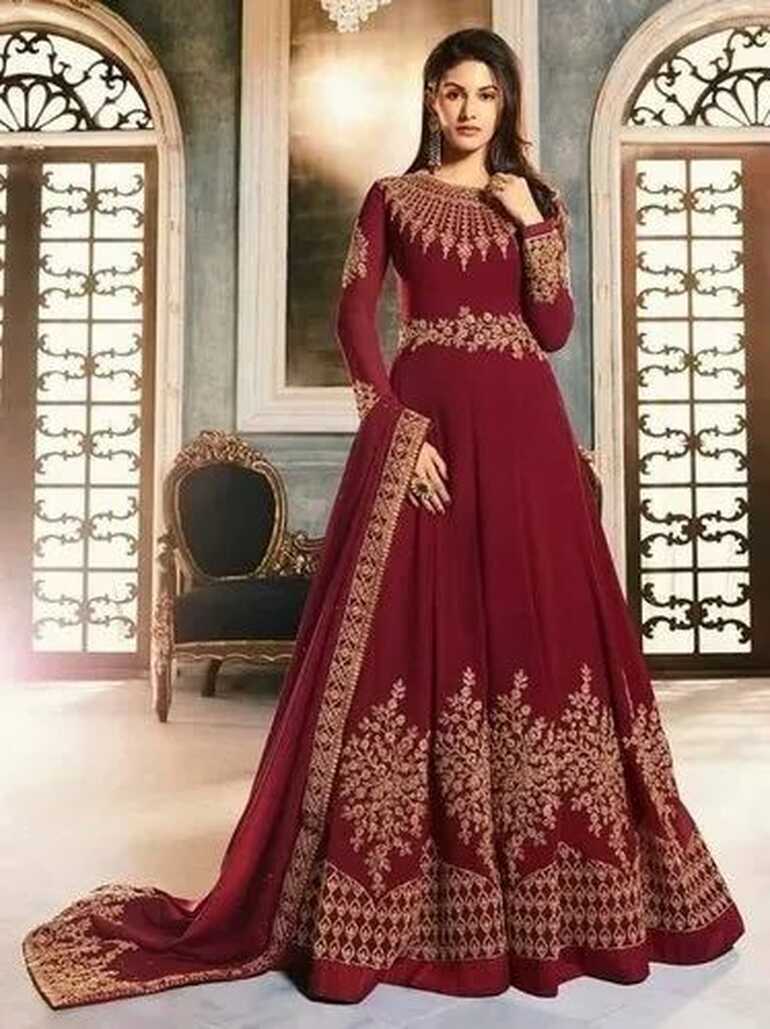 Party Wear Women Maroon Ladies Long Dress at Rs 1875/piece in ...