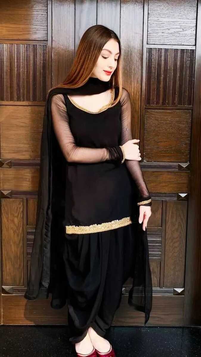 Partywear Readymade Designer Black Patiyala Suits Indian Pakistani ...