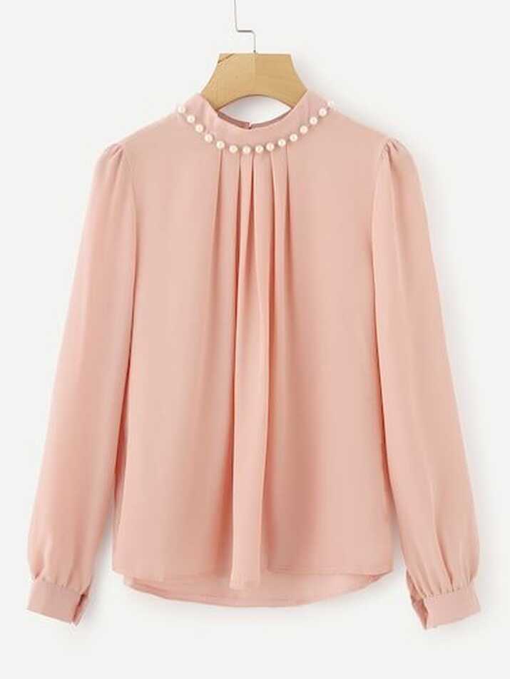 Pearl Beading Chiffon Blouse