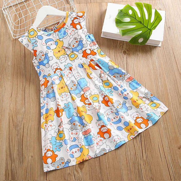 Penkiiy Summer Toddler Baby Girls Sleeveless Dress Graphic Print ...