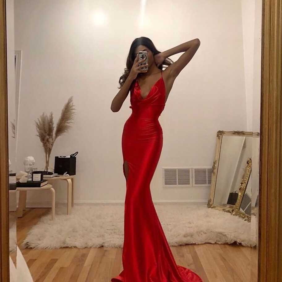 Pin on Образ | Red prom dress long, Red prom dress, Red silk dress