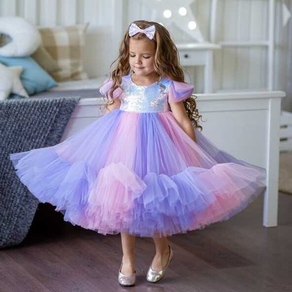 Pink &amp; Purple Sequins Birthday Dress - Aden | Aden.com.cy