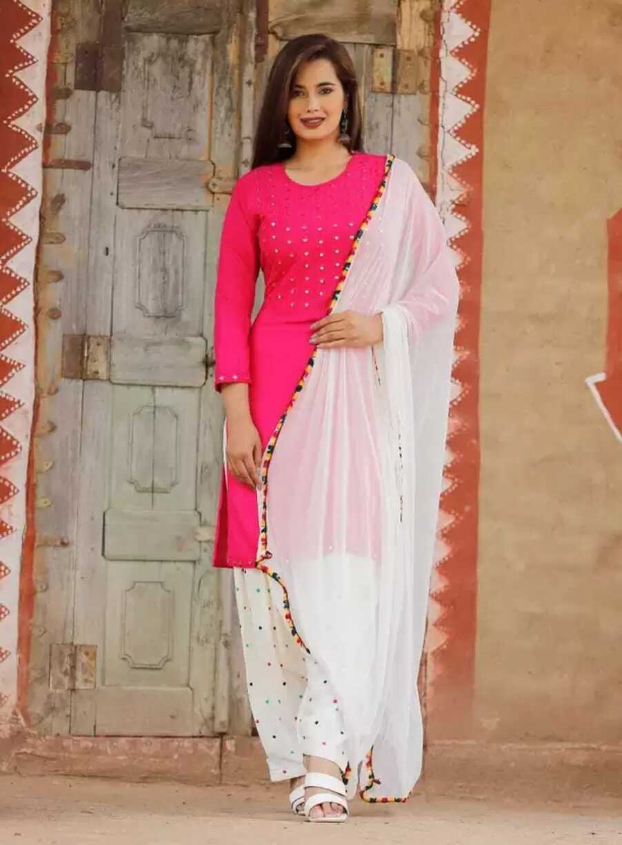 Pink &amp; White Indian Bollywood Punjabi Kurti Patiala Suit Salwar ...