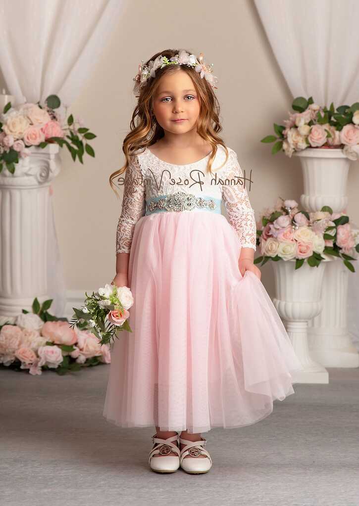 Pink Flower Girl Dresses with Sleeves by Hannahrosevintageboutique.com