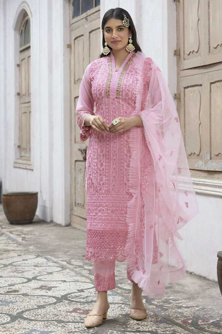 Pink Georgette Embroidered Eid Salwar Kameez with Dupatta - SK152836