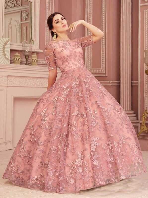 Pink Gown for Wedding Functions| Shop Online | Gown party wear ...