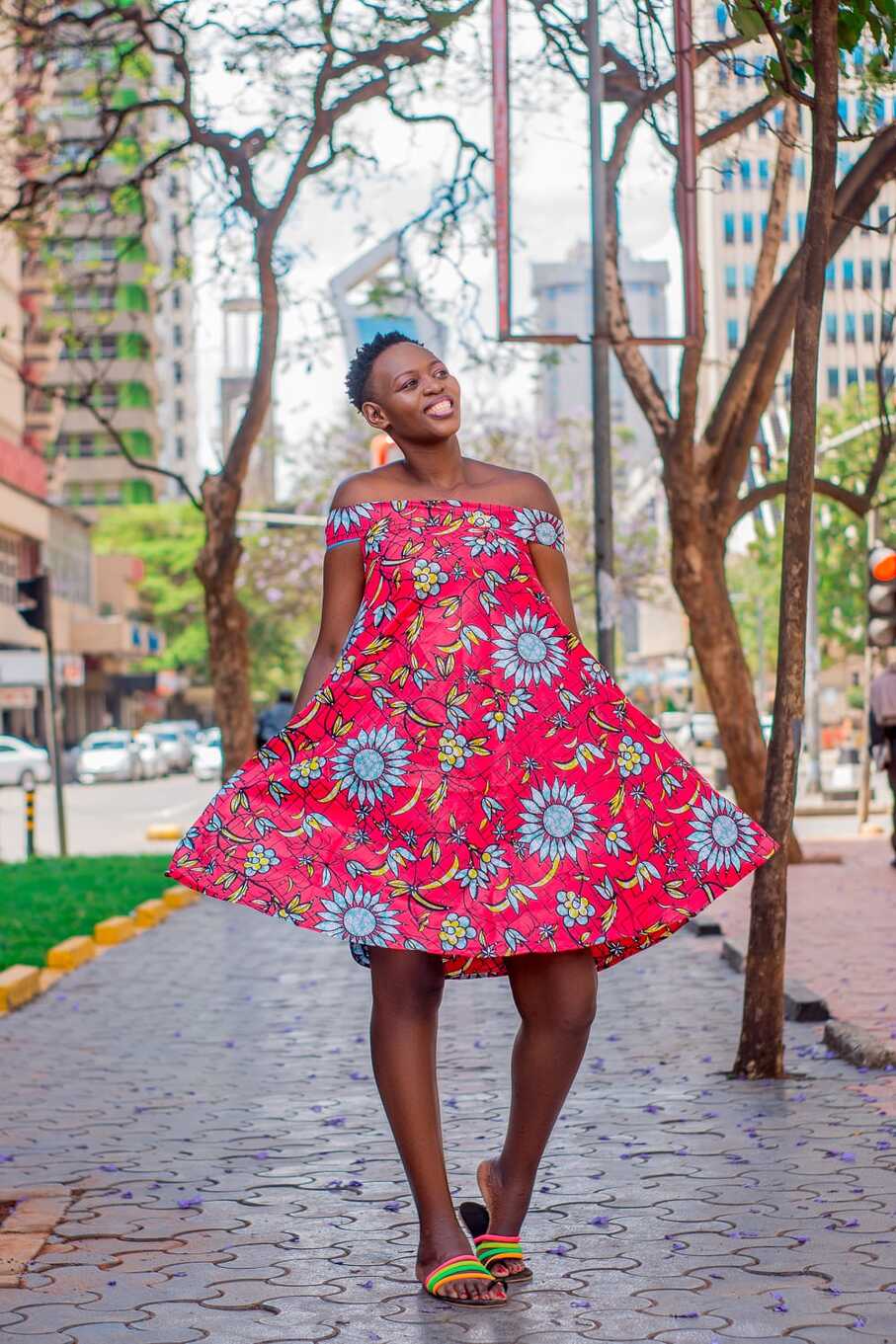 Pink Kitenge Dress with Floral Art - best african designs ...