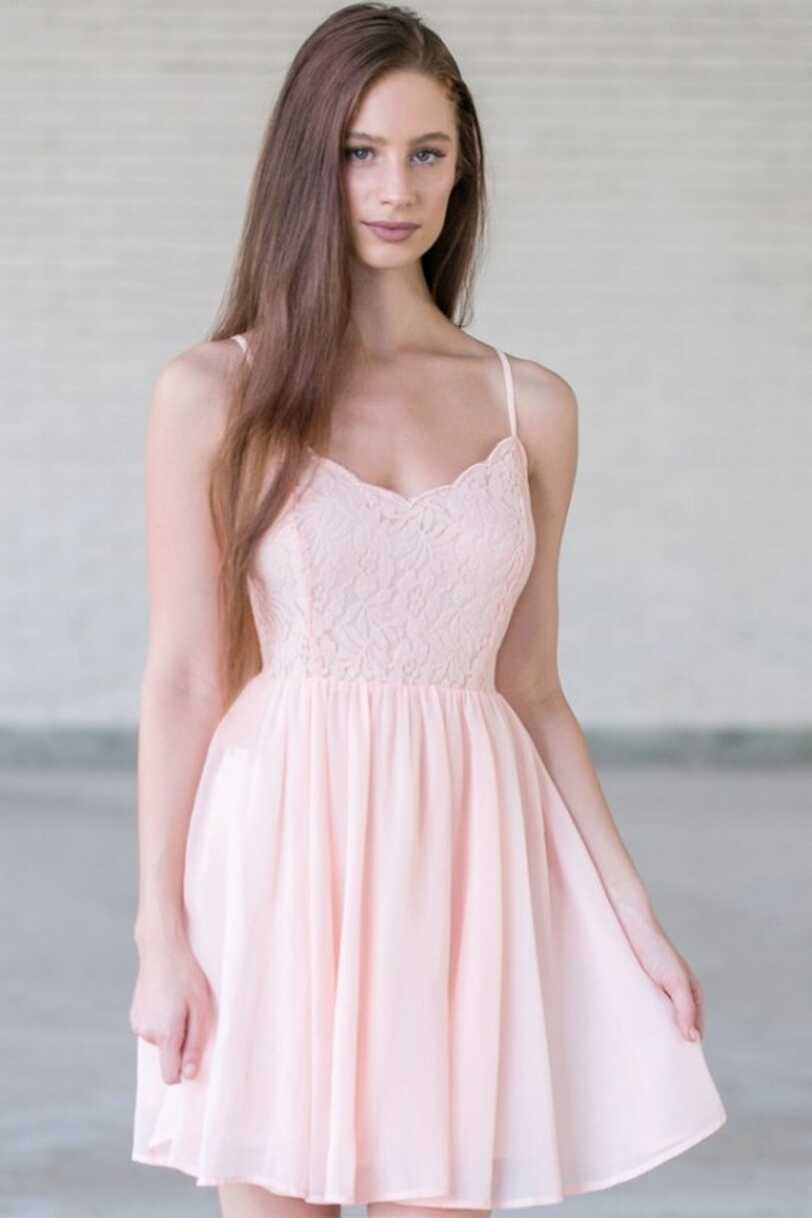 Pink Lace Party Dress, Cute Pink Dress, Pink Summer Dress Online ...