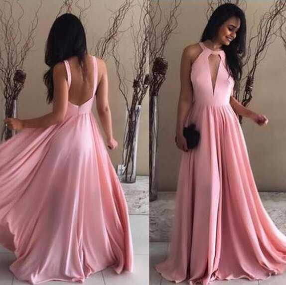 Pink Long Prom Dresses,Silk Like Satin Bridesmaid Dresses,Simple ...