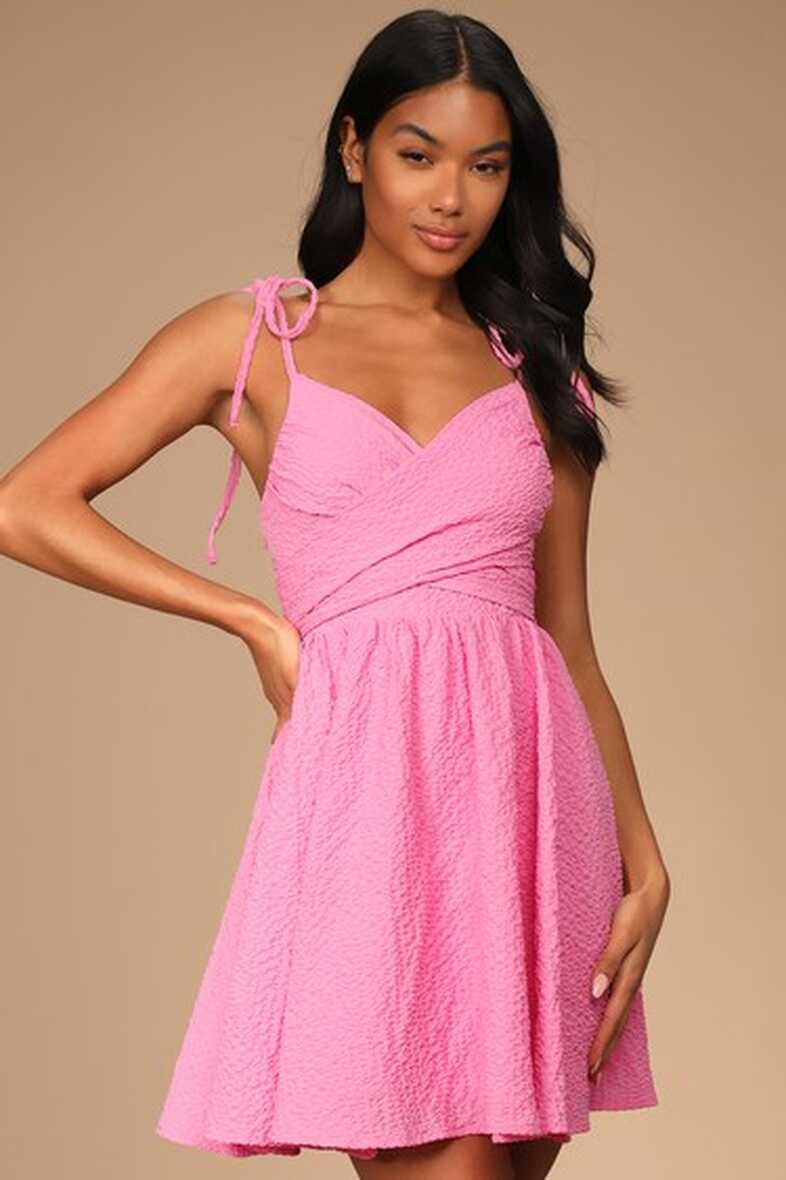 Pink Mini Dress - Tie-Back Dress - Skater Dress - Mini Dress - Lulus