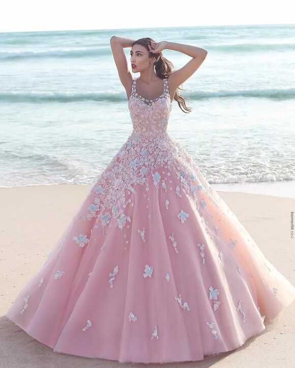 Pink Princess Floral Ball Gown Pink Butterfly Quince Dress 2021 ...