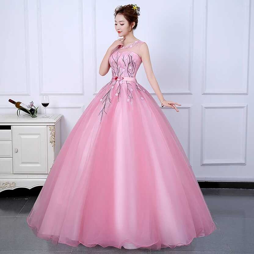 Pink Princess Gown Ladies | Princess Pink Gowns Women | Party ...