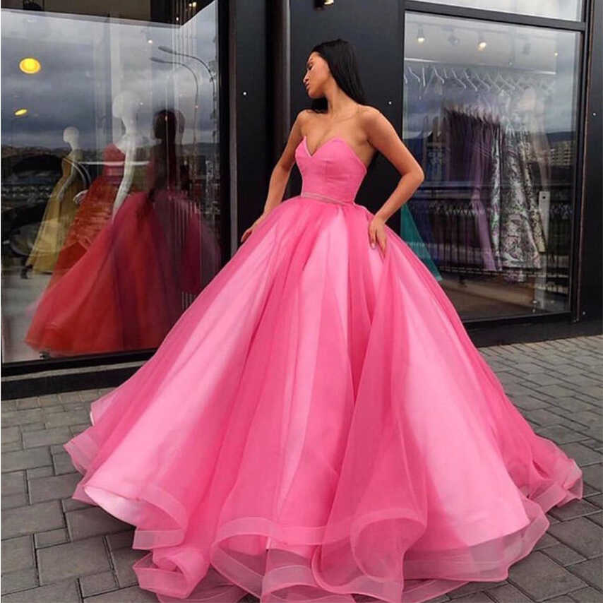 Pink Princess Puffy Ball Gown Prom Dresses – TANYA BRIDAL