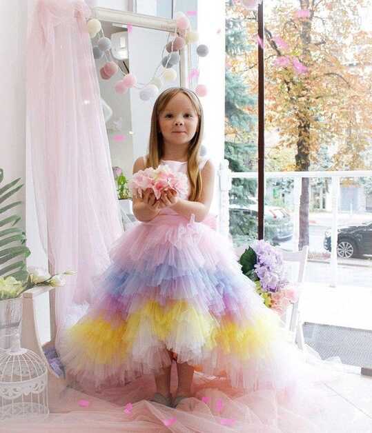 Pink Rainbow Birthday Girl Dress, Unicorn Theme Birthday Party ...