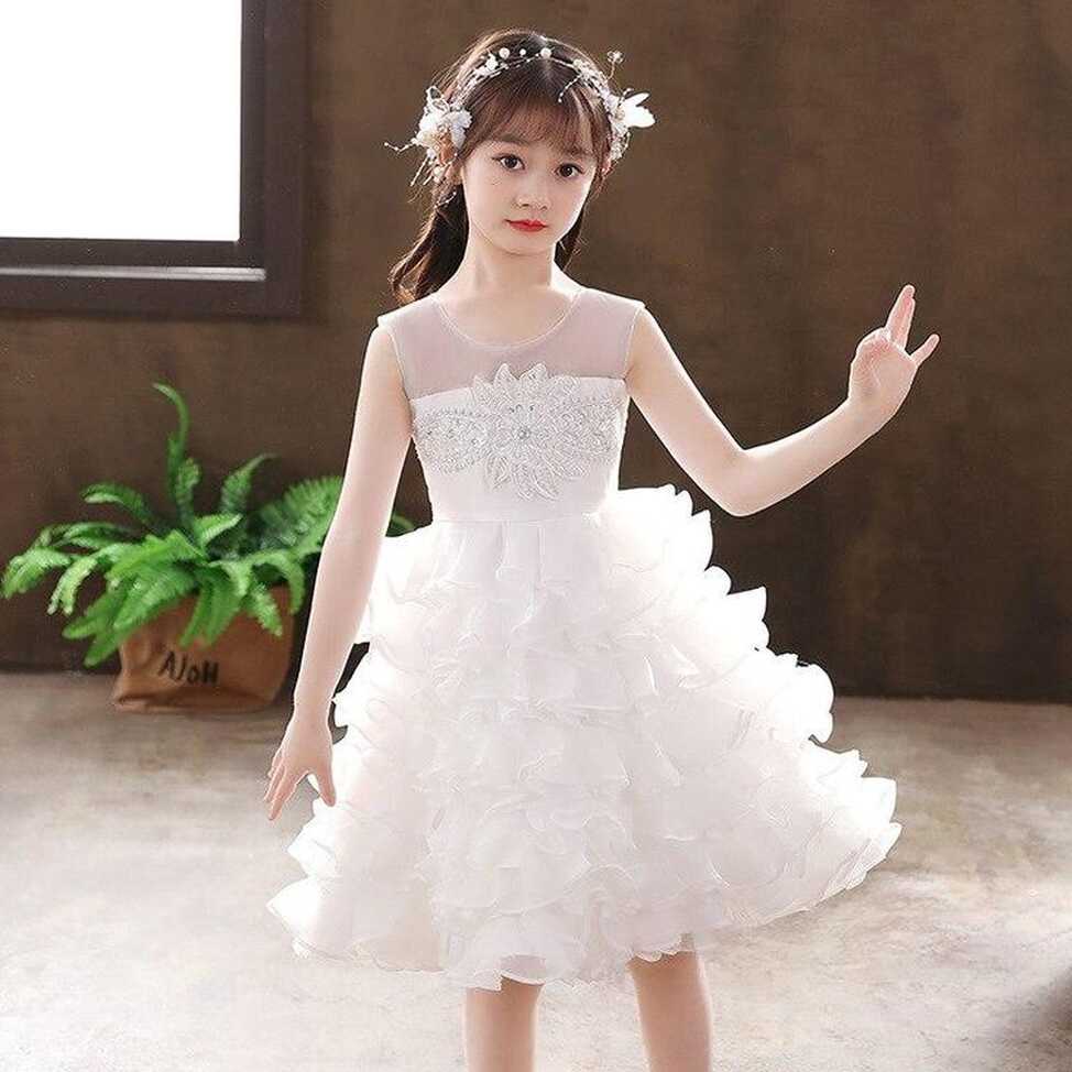 Pink Ruffles Pretty Flower Girl Dress Baby Girl Ball Gown Kids ...