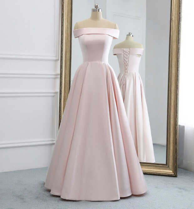 Pink Satin Long Prom Dress Simple Evening Dress on Luulla