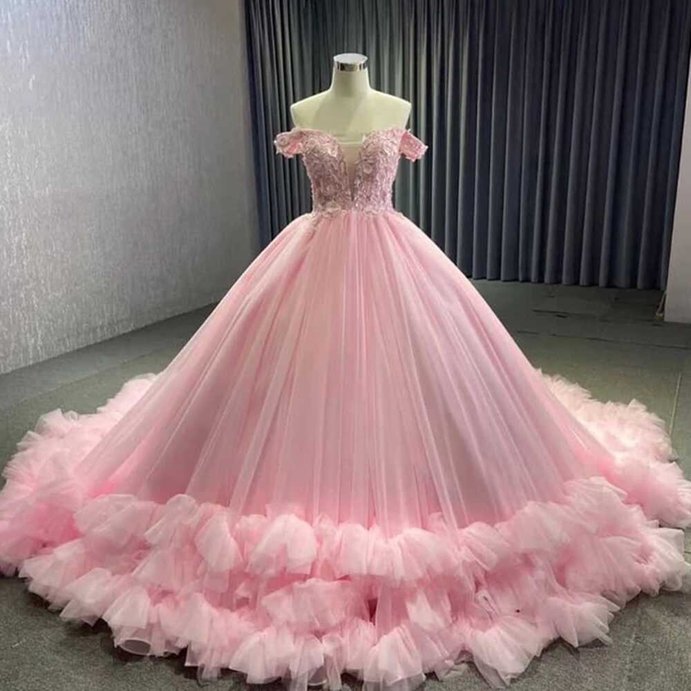 Pink Sweetheart Tulle Ball Gown 15 Year Old Quinceanera Dresses ...