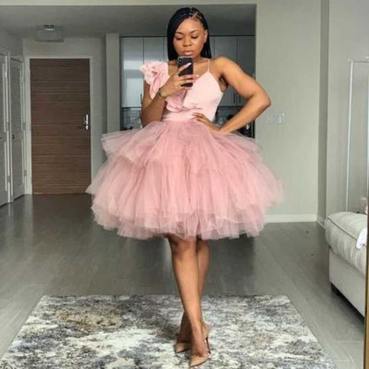 Pink Tulle Cocktail Dresses Elegant Formal Party Dress A-Line ...