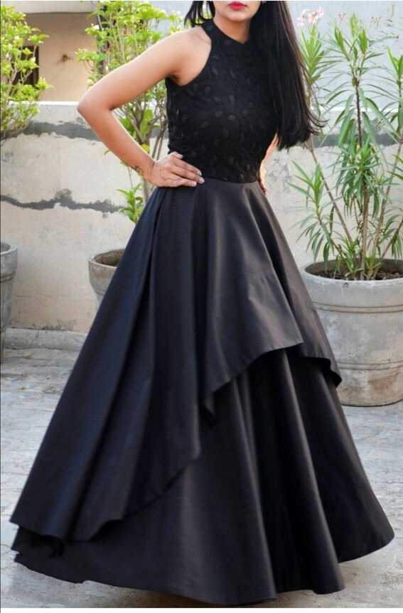 Plain Party Wear Black Gown, without sleeves at Rs 3299 in ...