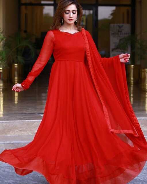 Plain full sleeve anarkali