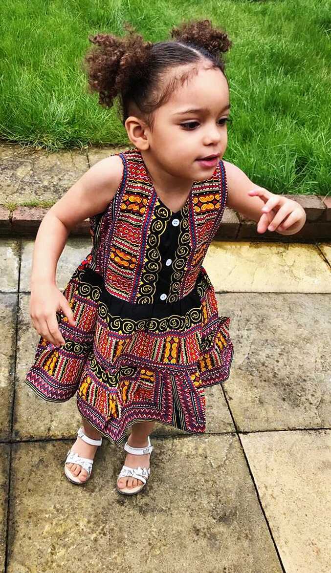 Plum Pink &amp; Black Dashiki Summer Party Dress Size 3-4 years ...