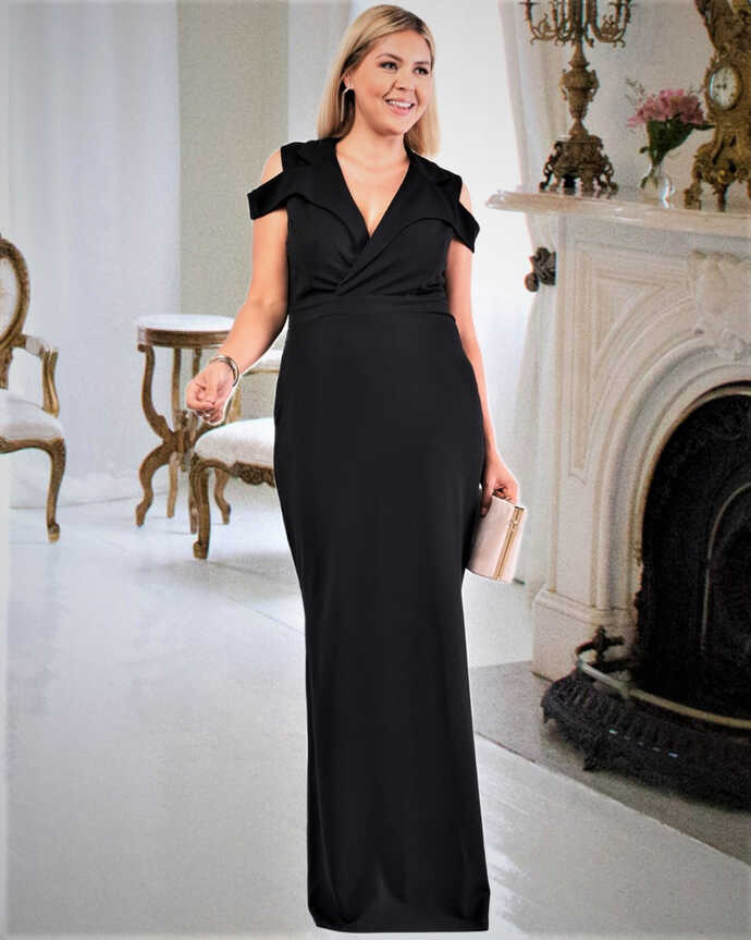 Plus Size Black Evening Gown, Black Dress