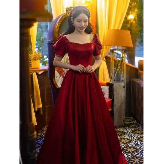 Plus Size Clothing for Women Royal Red Satin Prom Dresses Princess ...