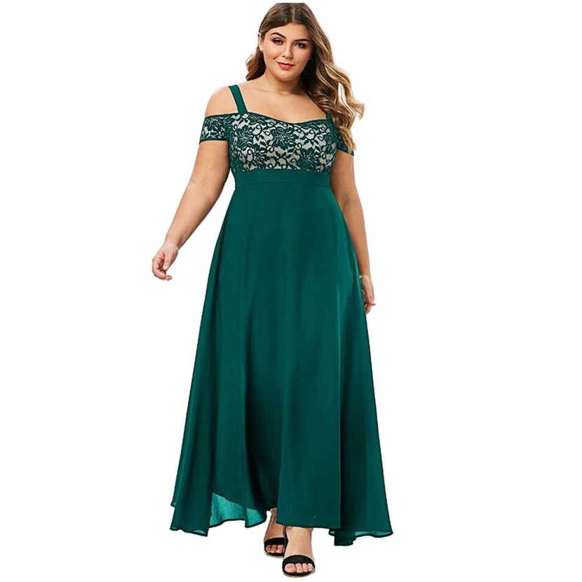 Plus Size Cold Shoulder A-Line Maxi Dress for Sri Lanka | Ubuy