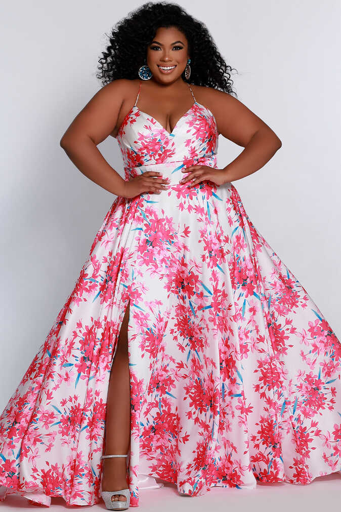 Plus Size Formal Sweetheart Neckline Floral Maxi Dress – Sydney&#39;s ...