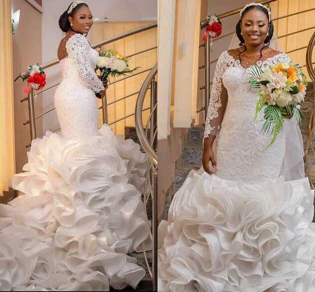 Plus Size Nigerian African Layered Mermaid Wedding Dress With ...