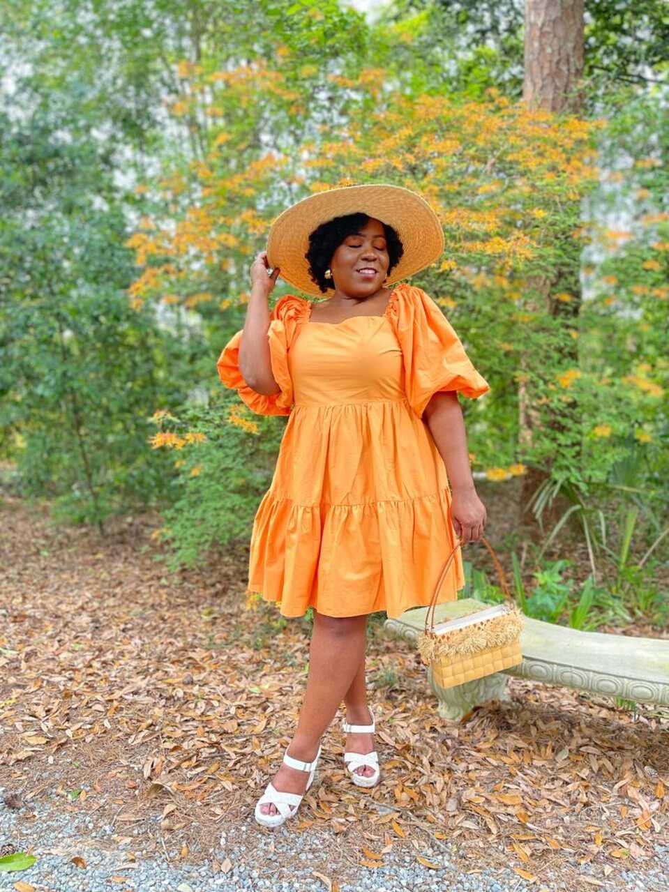 Plus Size Puff Sleeve Orange Dress | Chic Soul Plus Size Finds