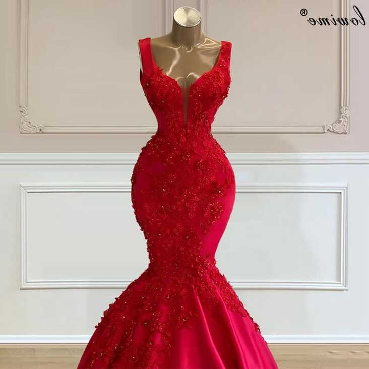 Plus Size Red Wedding Dresses Mermaid Flowers Beading Wedding ...