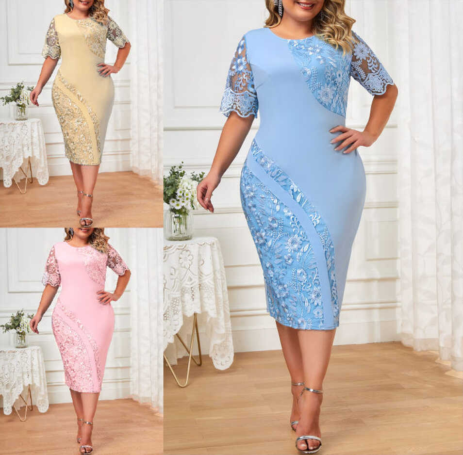 Plus Size Summer Dresses for Wedding Guest Women&#39;s Short Sleeve ...