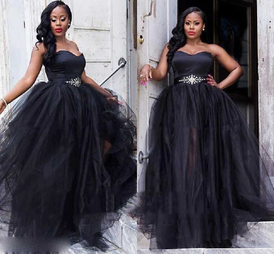 Plus Size Sweetheart Black Prom Dresses With Crystal Formal ...