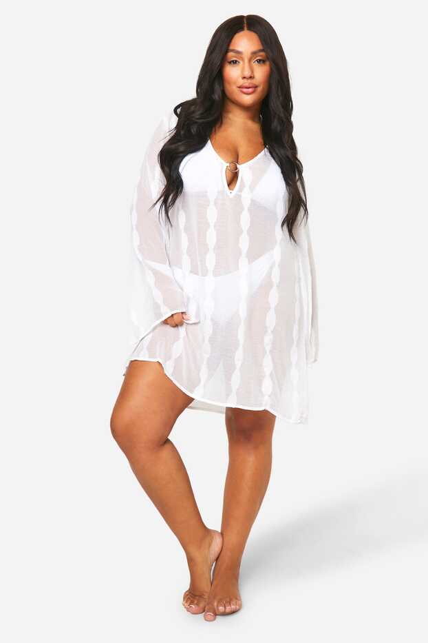 Plus Stripe Chiffon Beach Dress | boohoo