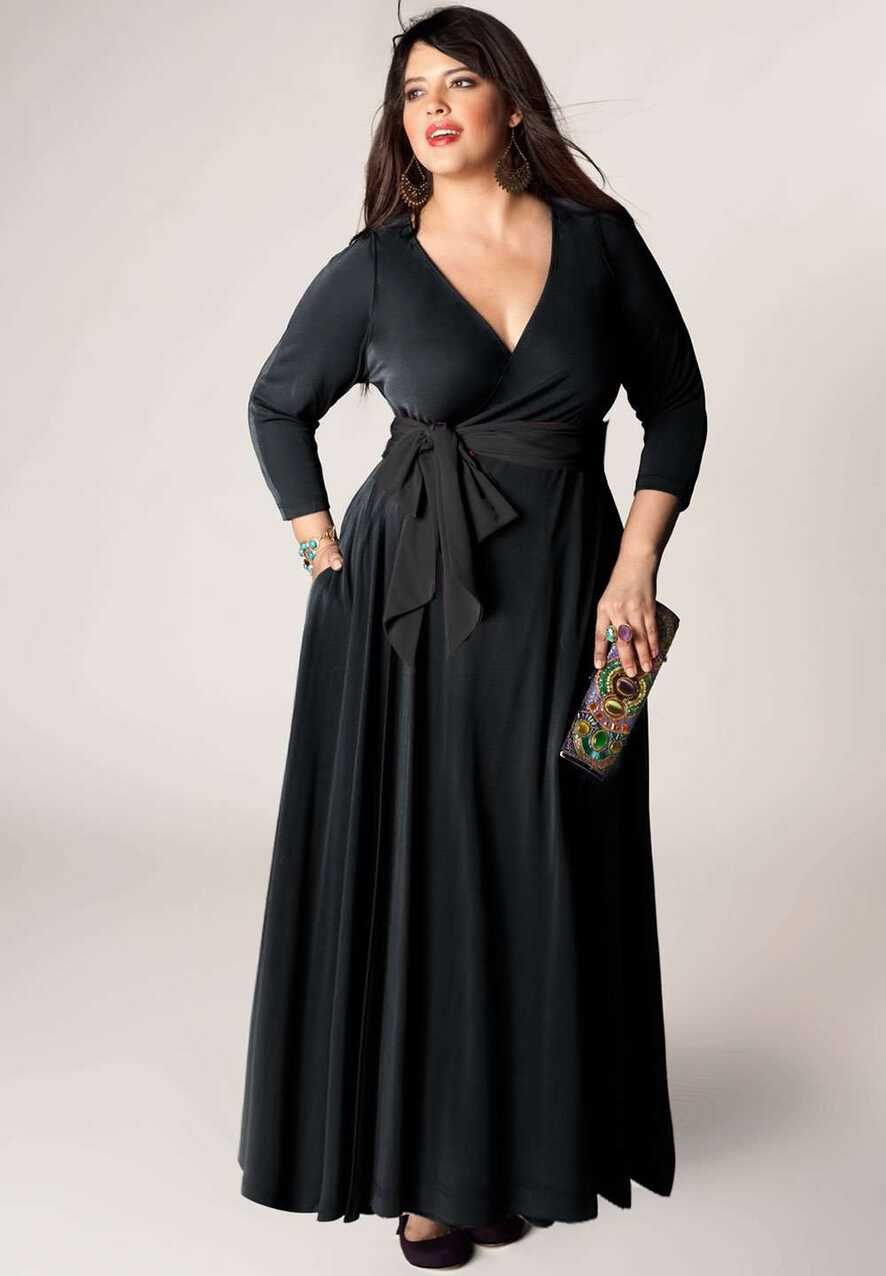 Plus size wrap black dress | IGIGI.com