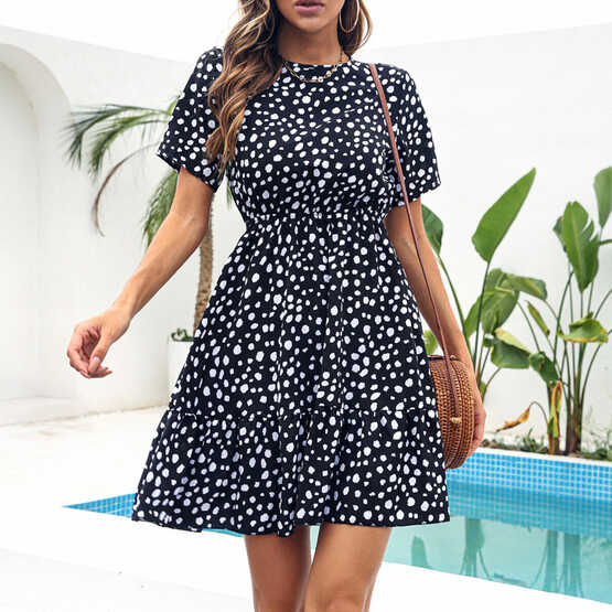 Polka Dot Casual Dresses Simple Summer Women Vestidos Elegant for ...