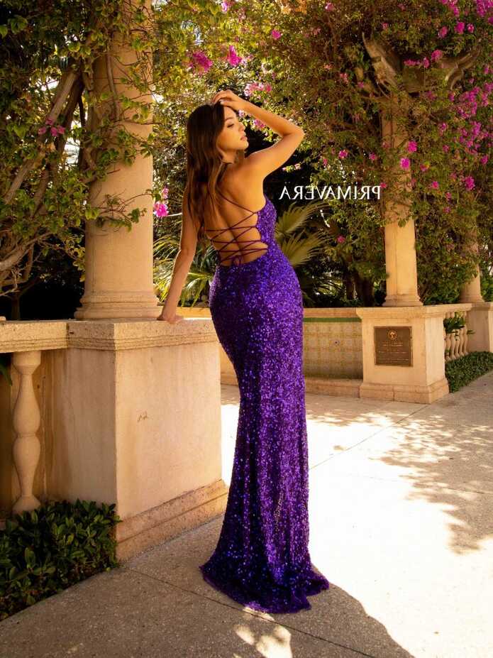 Primavera Couture 3290 Size 2, 6, 8 Neon Lilac Prom Dress Sequins ...