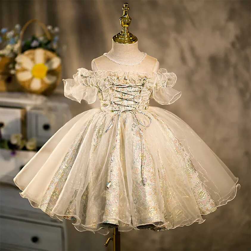 Princess Ballgown Style Dress With Beads Lace For Infant Girls ...