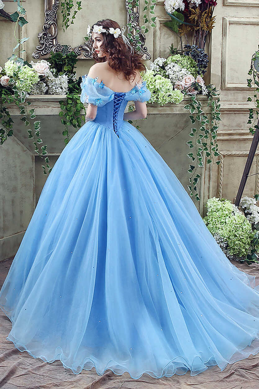 Princess Blue Long Cinderella Dress Ball Gown – FancyVestido