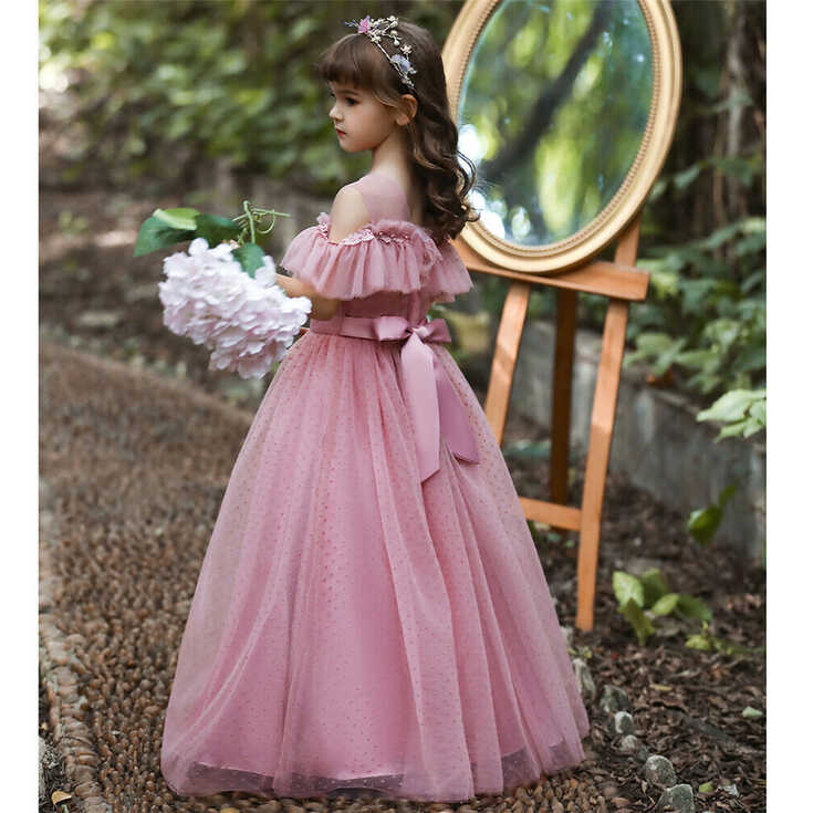 Princess Kids Flower Girls Tulle Party Dress Formal Wedding ...