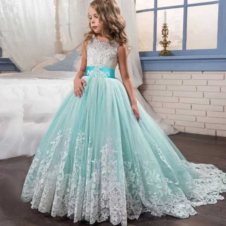 Princess Long Girls Pageant Dresses Kids Prom Puffy Tulle Ball ...