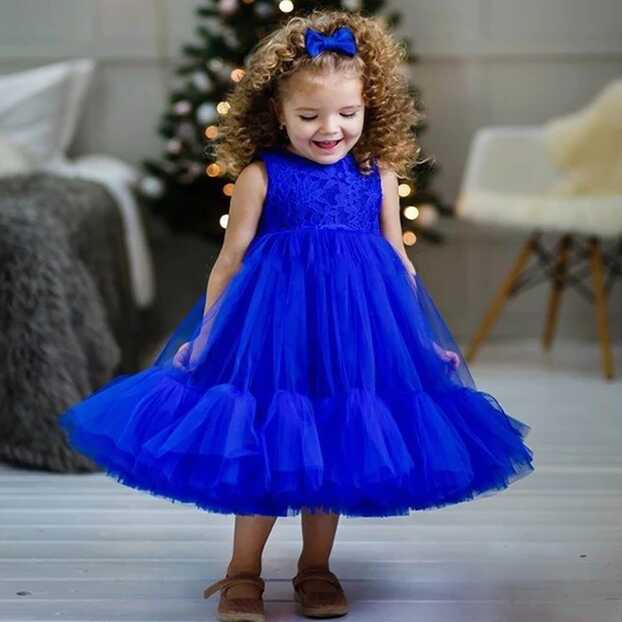 Princess Royal Blue Flower Girl Dresses Pleat Birthday Pageant ...