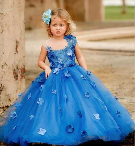 Princess Royal Blue Little A Line Flower Girls Dresses Short ...