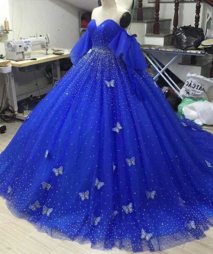 Princess Royal Blue Quinceanera Dresses 2024 Sweetheart Beaded ...