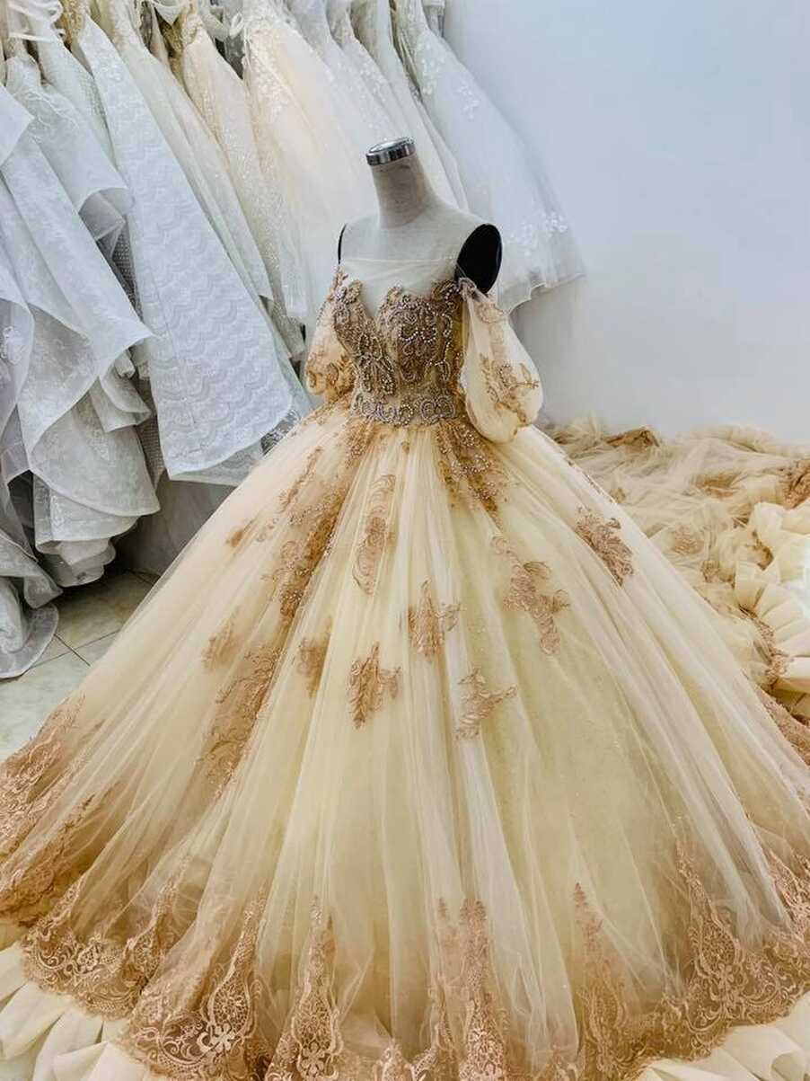 Princess Yellow/gold Beauty and the Beast Wedding Dress Made to ...