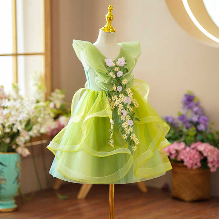 Princess girls dress Green Fairy Ballet tutu skirt children shows ...